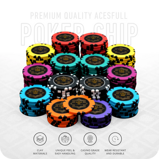 Acesfull Poker Chipset - GR, 300/500 Pcs, Clay, 40mm, 14g - Casinokart US