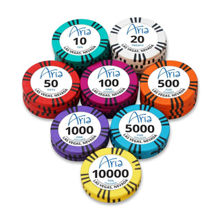 Aria Vegas Poker Chipset - TS, 300/500 Pcs, Clay, 40mm, 14g - Casinokart US