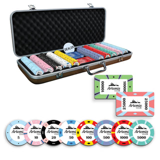 Artemis Poker Chipset - 300/500 Pcs, 10/20 Plaques, Ceramic, 40mm, 10g - Casinokart Us