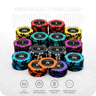 Bank Casino Poker Chipset - GR, 300/500 Pcs, Clay, 40mm, 14g - Casinokart US