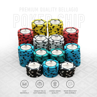 Bellagio Casino Poker Chipset - EPT, 300/500 Pcs, Clay, 40mm, 14g - Casinokart US