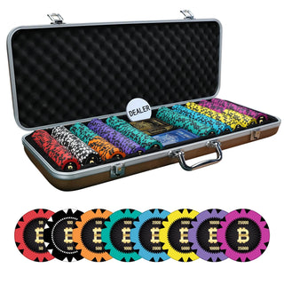 Bitcoin Poker Chipset - GR, 300/500 Pcs, Clay, 40mm, 14g - Casinokart US