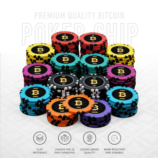 Bitcoin Poker Chipset - GR, 300/500 Pcs, Clay, 40mm, 14g - Casinokart US