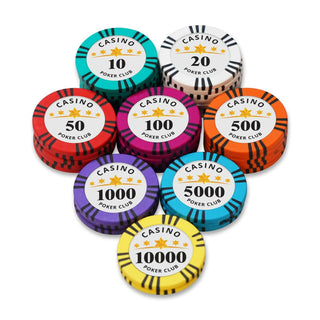 Casino Club Poker Chipset - TS, 300/500 Pcs, Clay, 40mm, 14g - Casinokart US