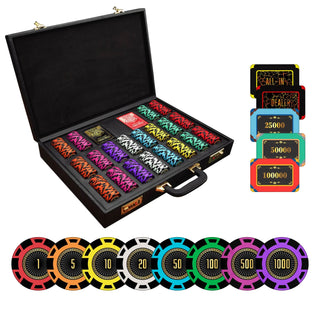 Emperial Poker Chipset - TN, 300/500/800/1000 Pcs, 10/30/50/80 Plaques, Clay, 45mm, 18g - Casinokart US