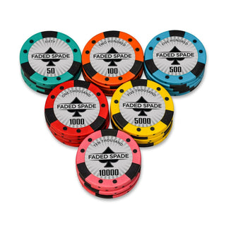 Faded Spade Poker Chipset - NH, 300/500 Pcs, Clay, 40mm, 14g - Casinokart US