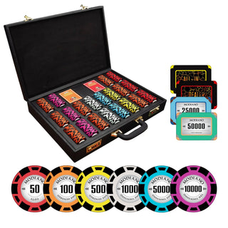Modiano Poker Chipset - TN, 300/500/800/1000 Pcs, 10/30/50/80 Plaques, Clay, 45mm, 18g - Casinokart US