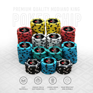 Modiano King Poker Chipset - EPT, 300/500 Pcs, Clay, 40mm, 14g - Casinokart US