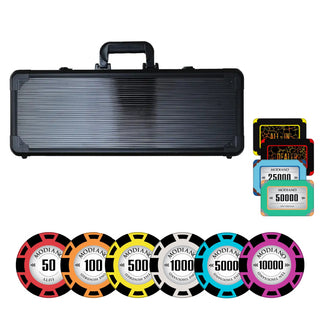 Modiano Poker Chipset - TN, 300/500/800/1000 Pcs, 10/30/50/80 Plaques, Clay, 45mm, 18g - Casinokart US