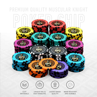 Muscular Knight Poker Chipset - GR, 300/500 Pcs, Clay, 40mm, 14g - Casinokart US