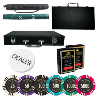 Bank Casino Poker Chipset - TS, 300/500 Pcs, Clay, 40mm, 14g - Casinokart US