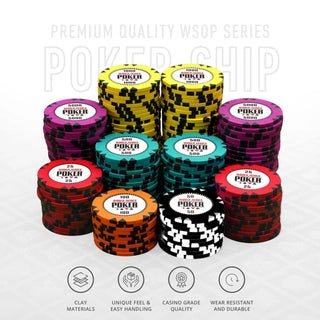WSOP Series Poker Chipset - GR, 300/500 Pcs, Clay, 40mm, 14g - Casinokart US