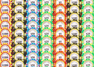 A lot of different colored casino chips