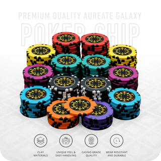 Aureate Galaxy Poker Chipset - Clay, GR, 40mm, 14g Casinokart US