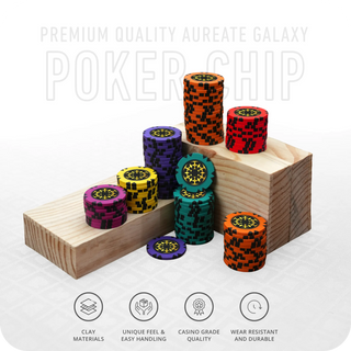 Aureate Galaxy Poker Chipset - Clay, GR, 40mm, 14g Casinokart US