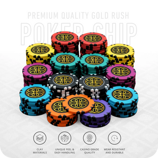 Gold Rush Poker Chipset - Clay, GR, 40mm, 14g Casinokart US