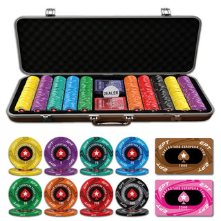 Pokerstars EPT Poker Chipset - 300/500 Pcs, 10/20 Plaques, Ceramic, 40/45/50mm, 10/14/17g