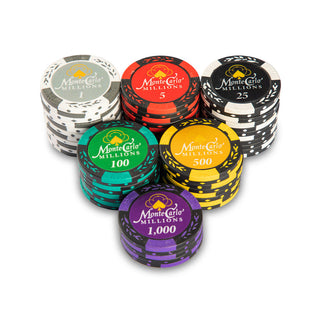 Monte Carlo Poker Chipset - Clay, MC, 40mm, 14g Casinokart US