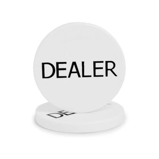 Acrylic Poker Dealer Button - White, Set of 10 Casinokart US