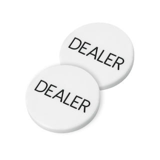 Acrylic Poker Dealer Button - White, Set of 10 Casinokart US